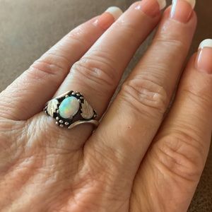 Sterling Silver and Opal Look Stone Ring